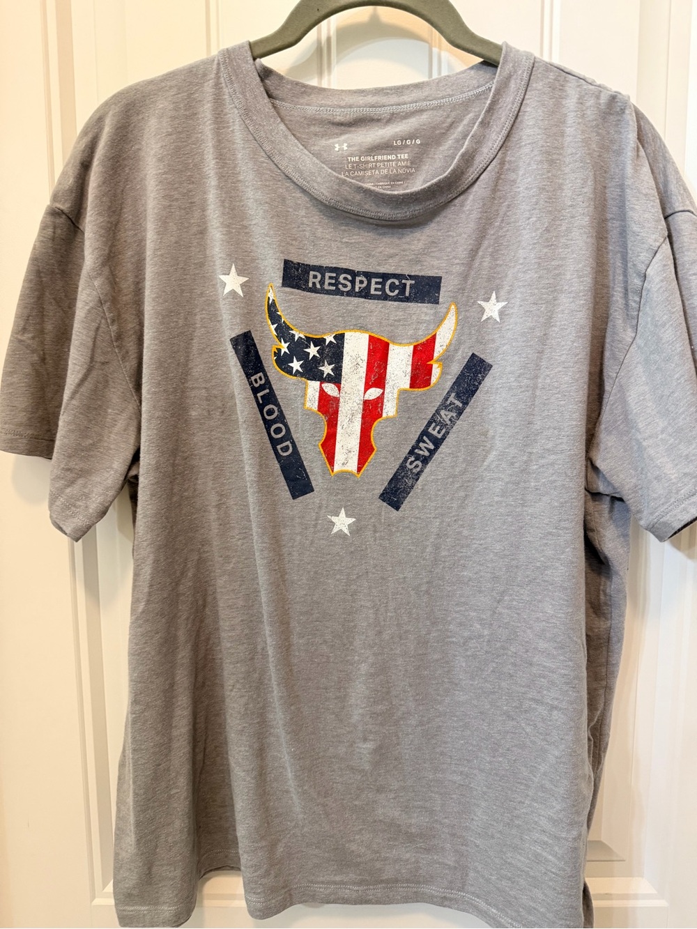 Under Armour Gray Short-Sleeve Tee with American Flag Bull Graphic